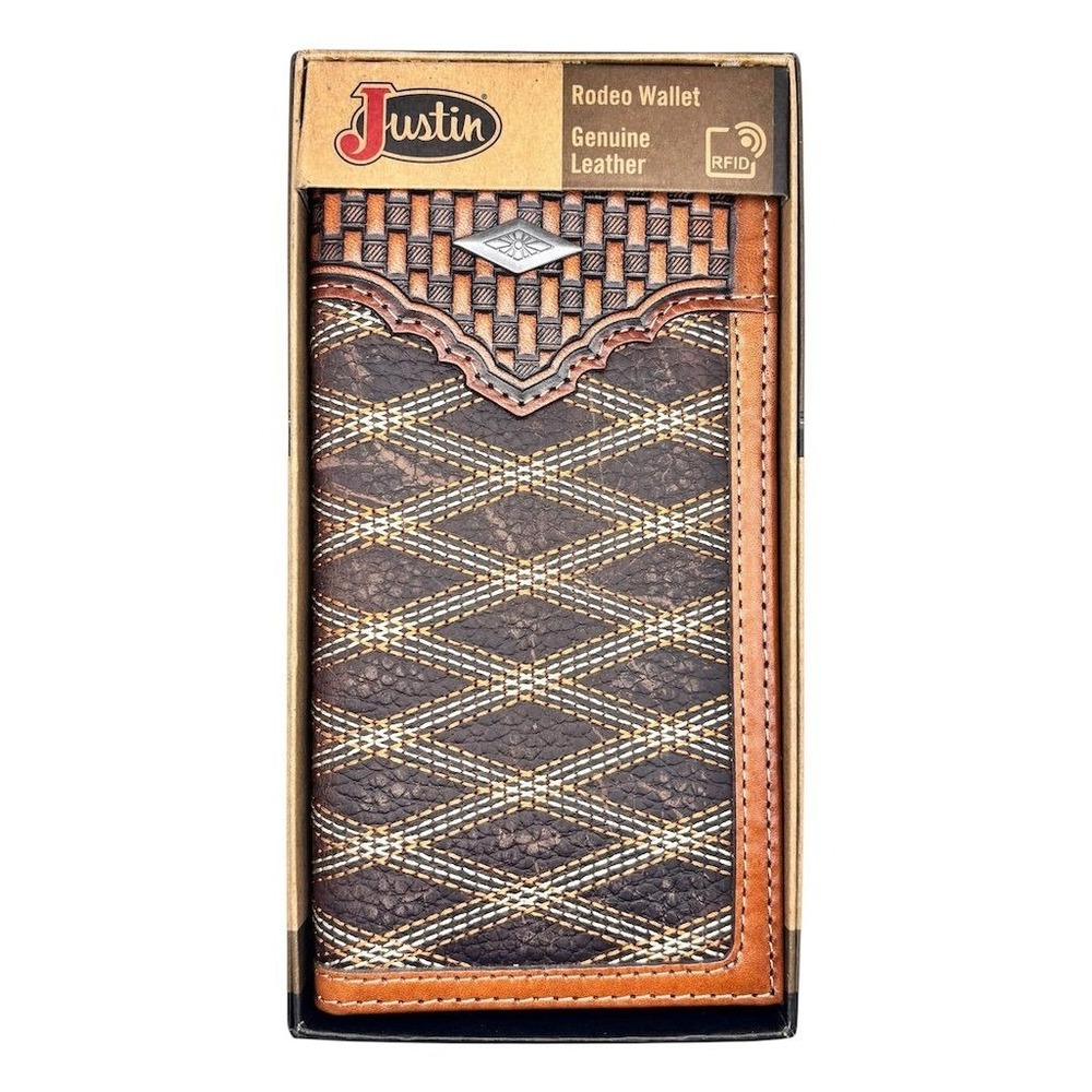Justin‎ Men's Brown Bifold Rodeo Wallet RFID Blocking Geometric Design